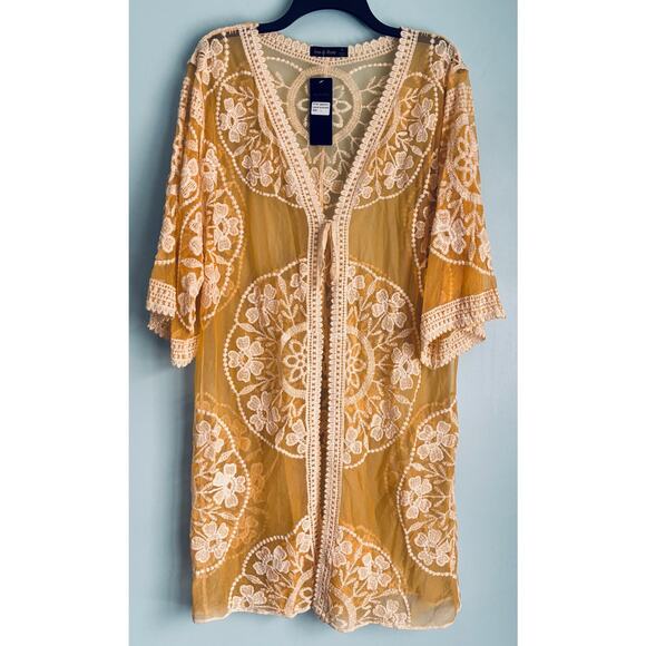 Lace Kimono Bohemian Duster Cardigan Tie Large Fairy Coquette - Picture 4 of 6